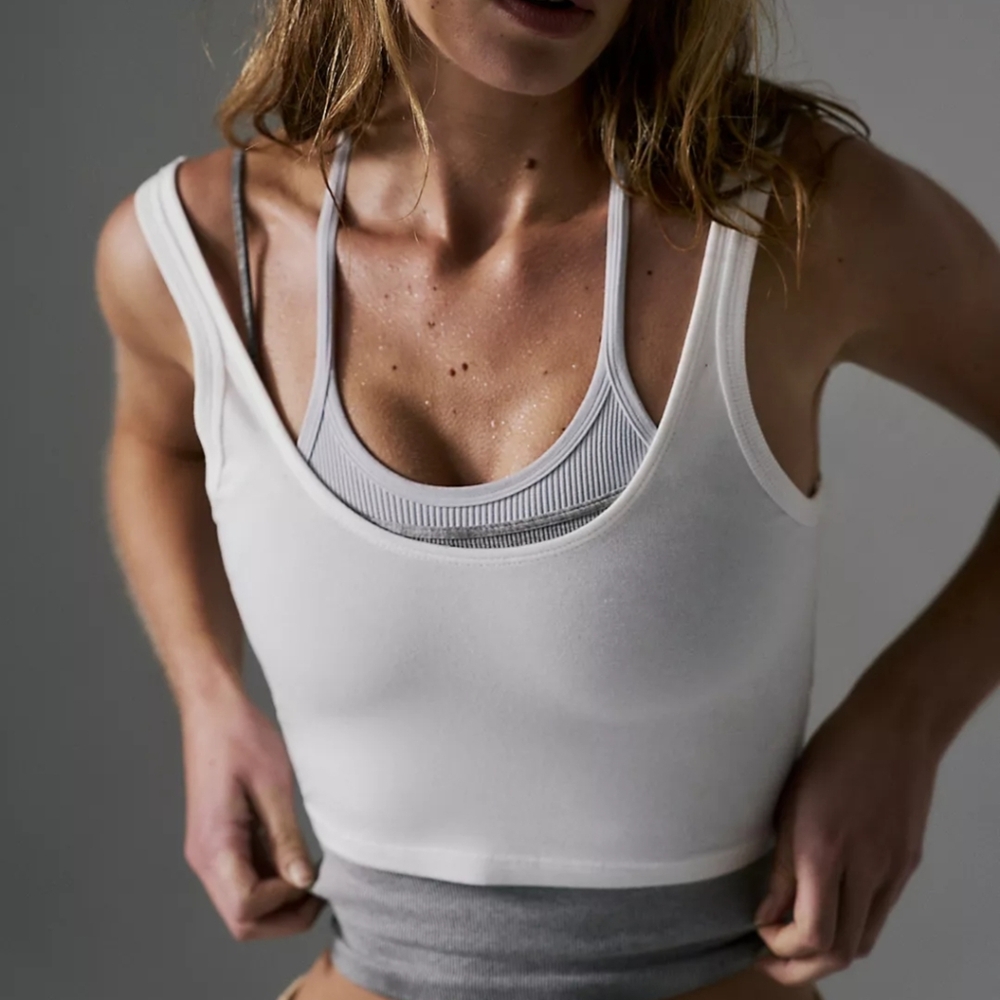 Free People Movement White Hot Shot Crop Tank Top